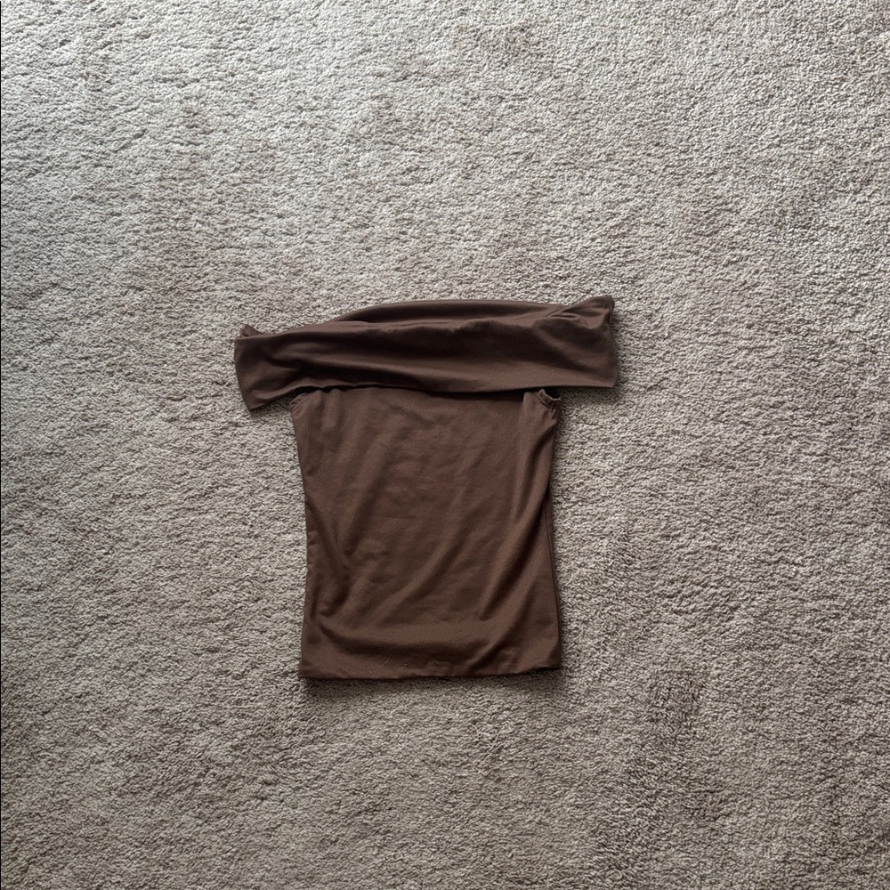 Brown Off-Shoulder Top
